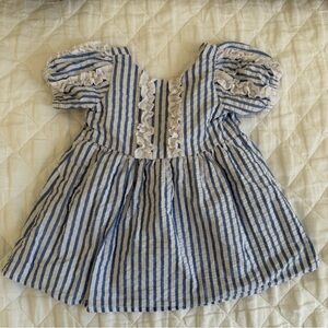 Janie and Jack Striped Blue and White Seersucker Dress